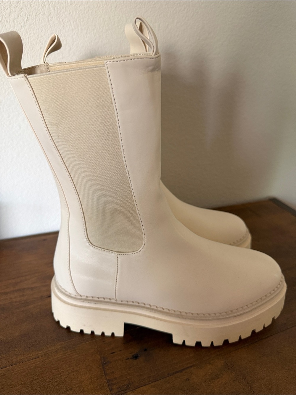 Cherish Cream Chunky Chelsea Ankle Boots